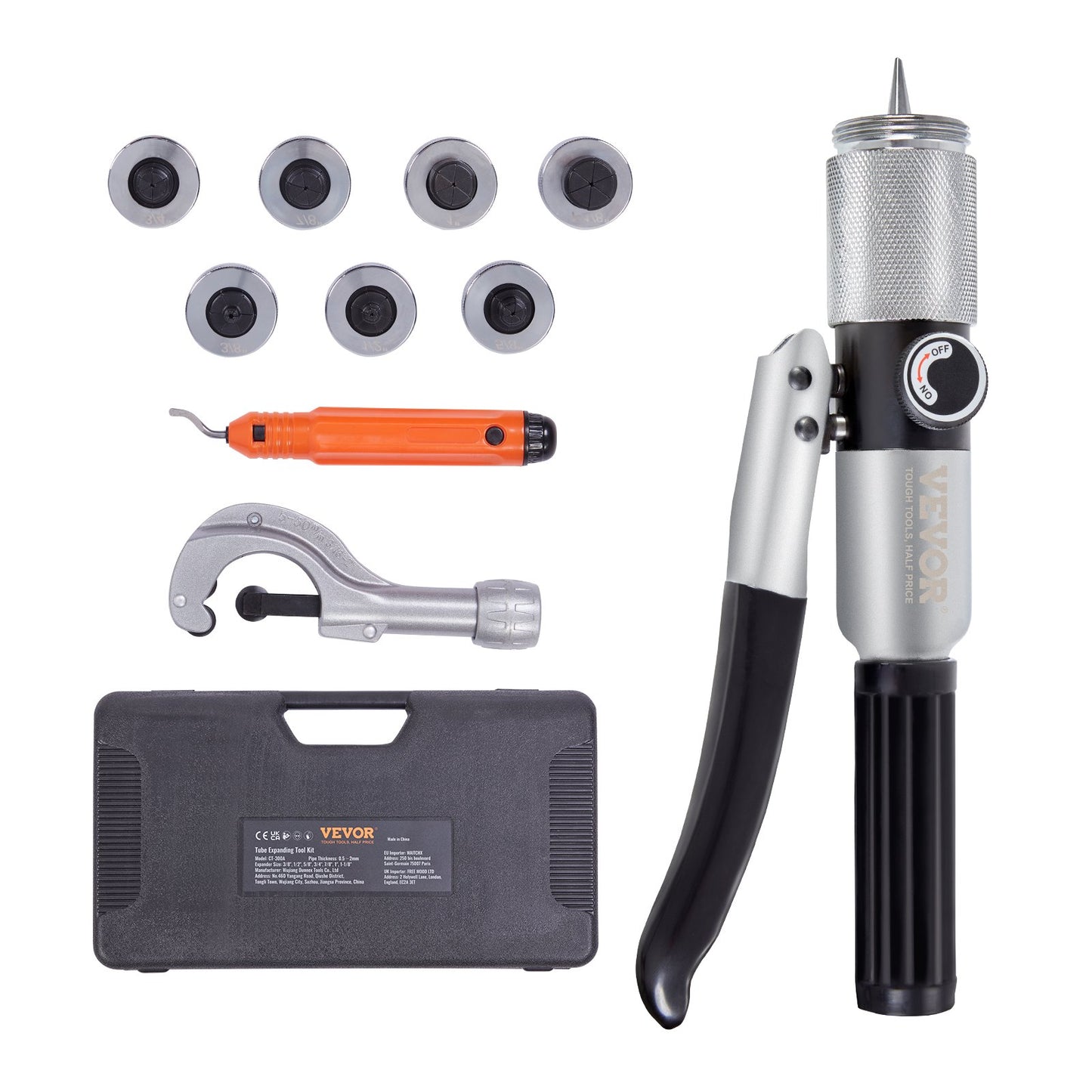 VEVOR Hydraulic Tube Expander, 3/8" to 1-1/8" OD, HAVC Hydraulic Swaging Tool with