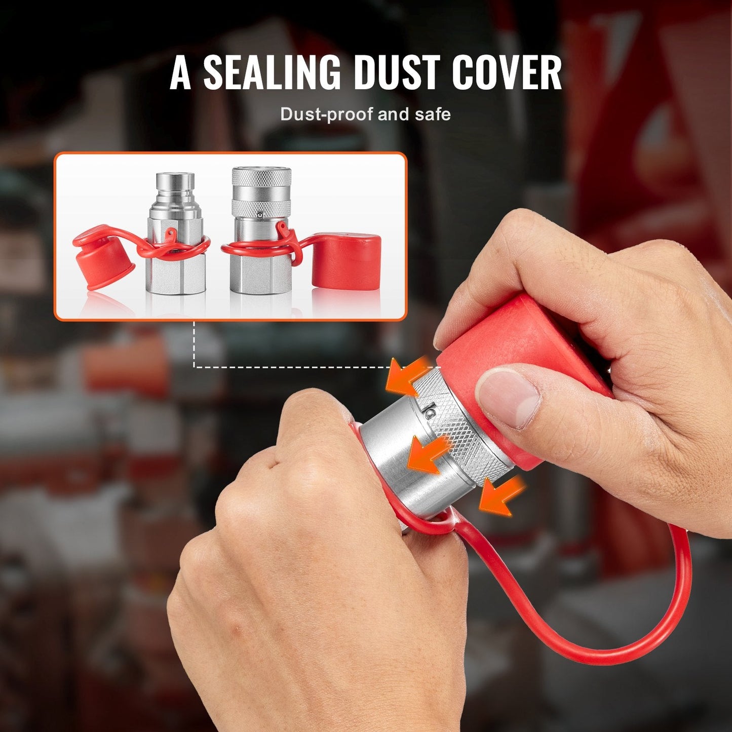 1/2" Flat Face Hydraulic Couplers, 3/4 SAE, Dust Caps, Steel, ISO16028 Compliant