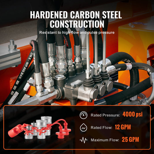 Hydraulic Couplers with Dust Caps, 1/2" NPT, High-Pressure Steel, 0.75 kg