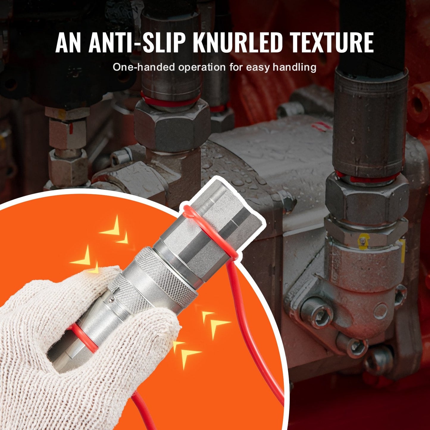1/2" NPT Hydraulic Couplers with Dust Caps, ISO16028 Standard, Steel, White