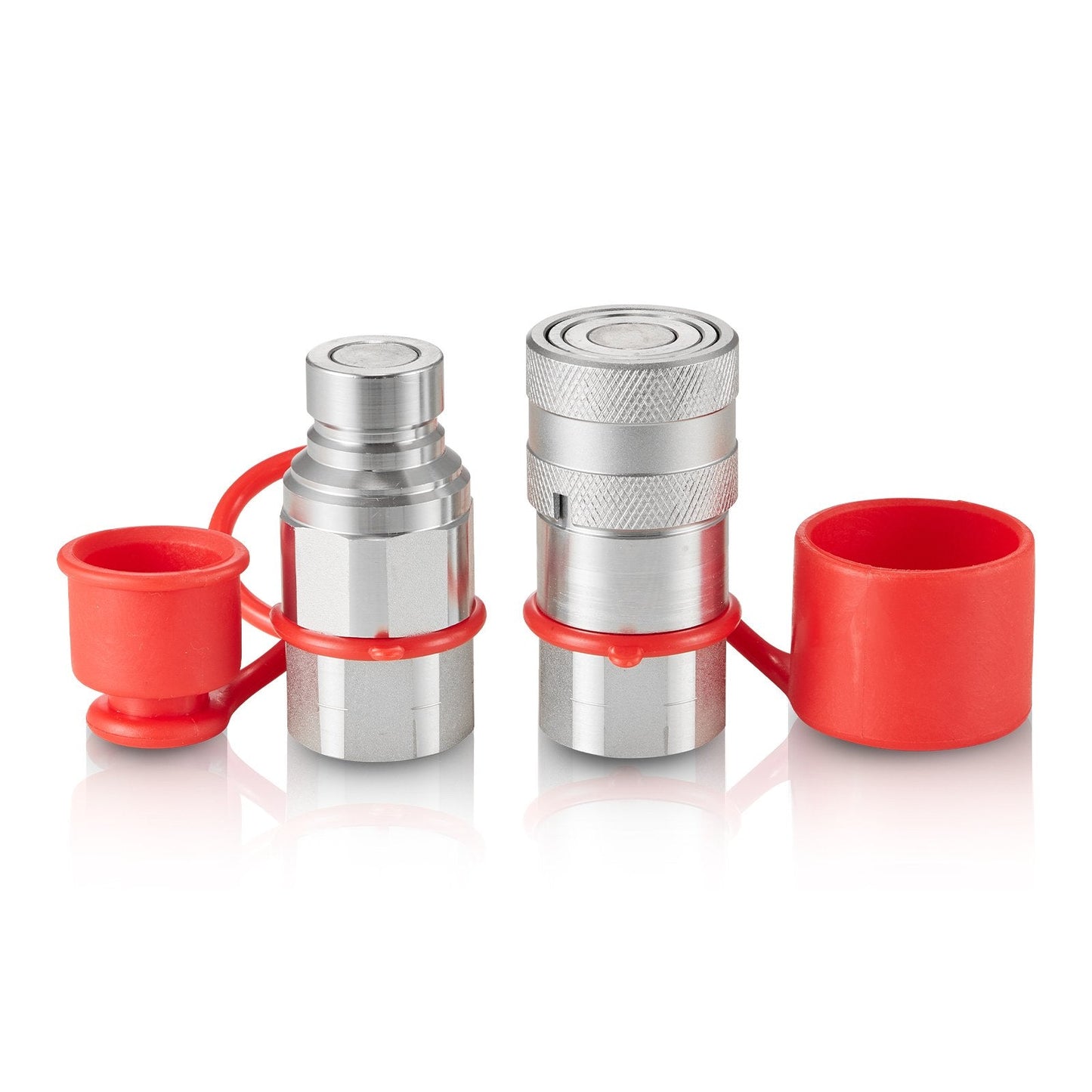 1/2" NPT Hydraulic Couplers with Dust Caps, ISO16028 Standard, Steel, White