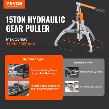 Hydraulic Gear Puller 15 Ton, 2/3-Jaw, with Case for Heavy-Duty Tasks