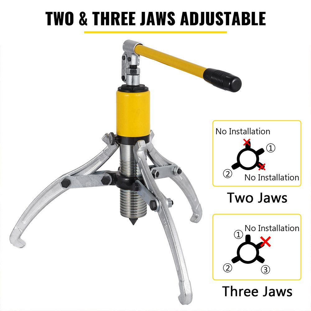 VEVOR Hydraulic Gear Puller, 15 Ton Max. Capacity Hydraulic Puller, 2 or 3 Jaws