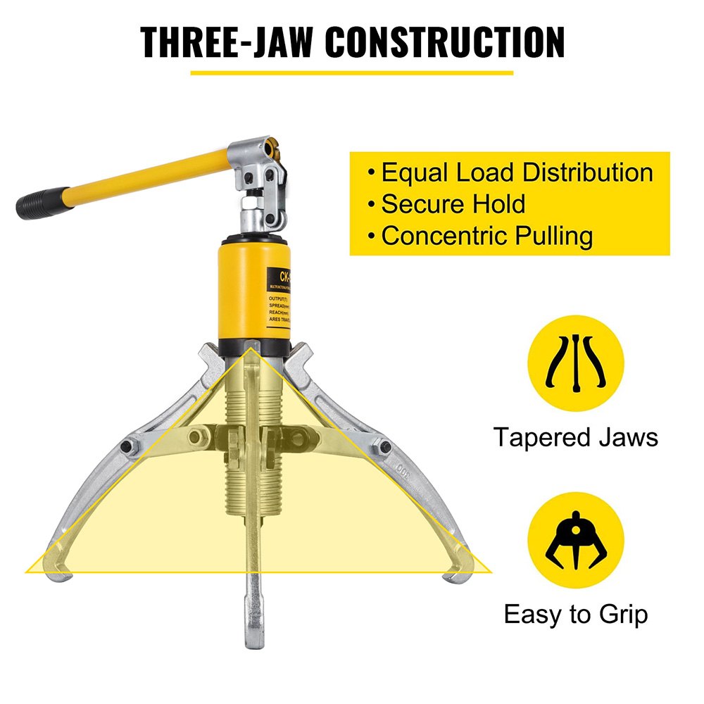 VEVOR Hydraulic Gear Puller, 15 Ton Max. Capacity Hydraulic Puller, 2 or 3 Jaws
