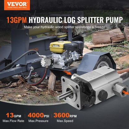 Hydraulic Log Splitter Kit, 13 GPM, 2-Stage 4000 PSI, Aluminum Gear Pump