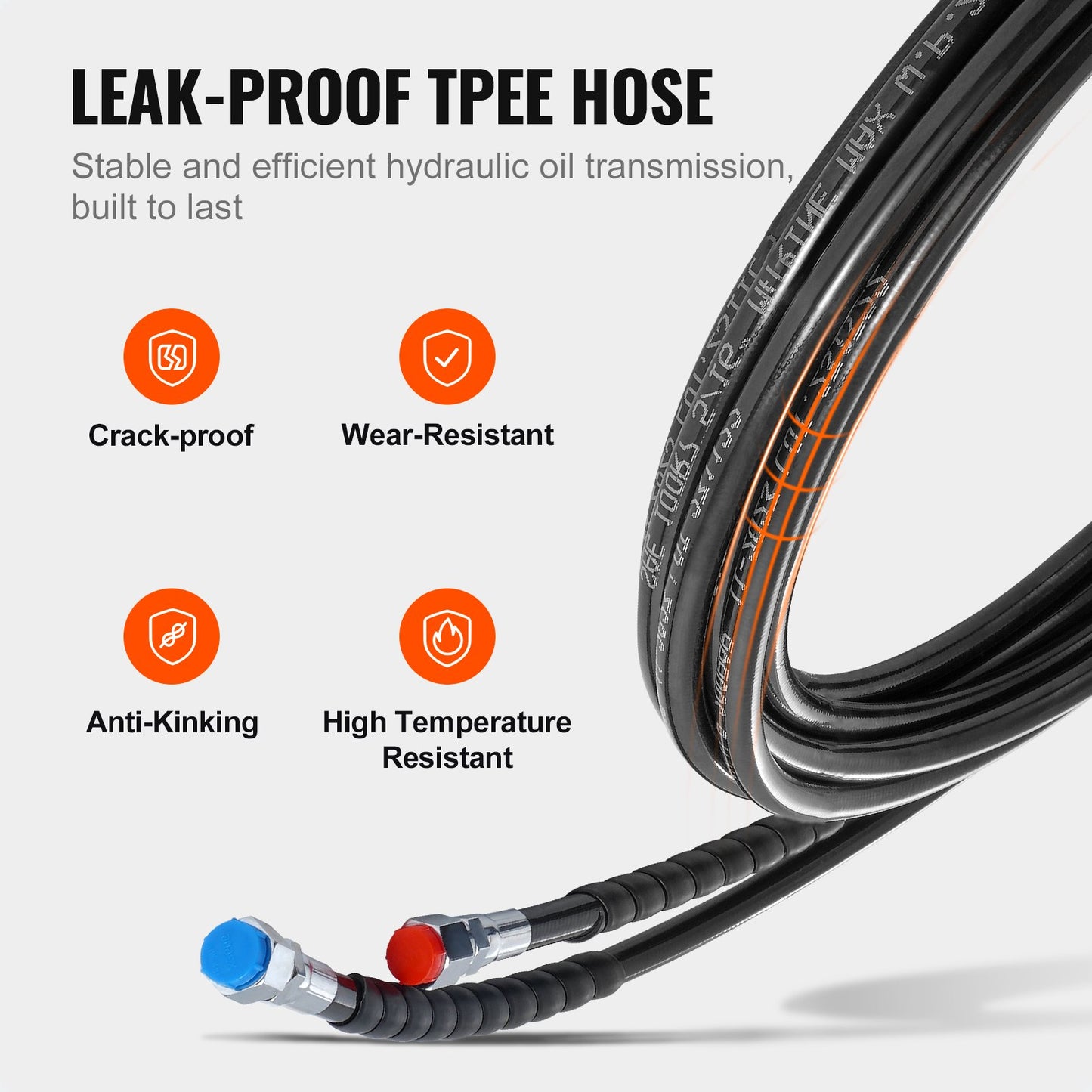 VEVOR Outboard Hose Kit, 609 cm Hydraulic Steering Hose, 2-Piece Leak-Proof TPEE