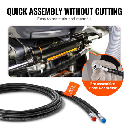 VEVOR Outboard Hose Kit, 609 cm Hydraulic Steering Hose, 2-Piece Leak-Proof TPEE