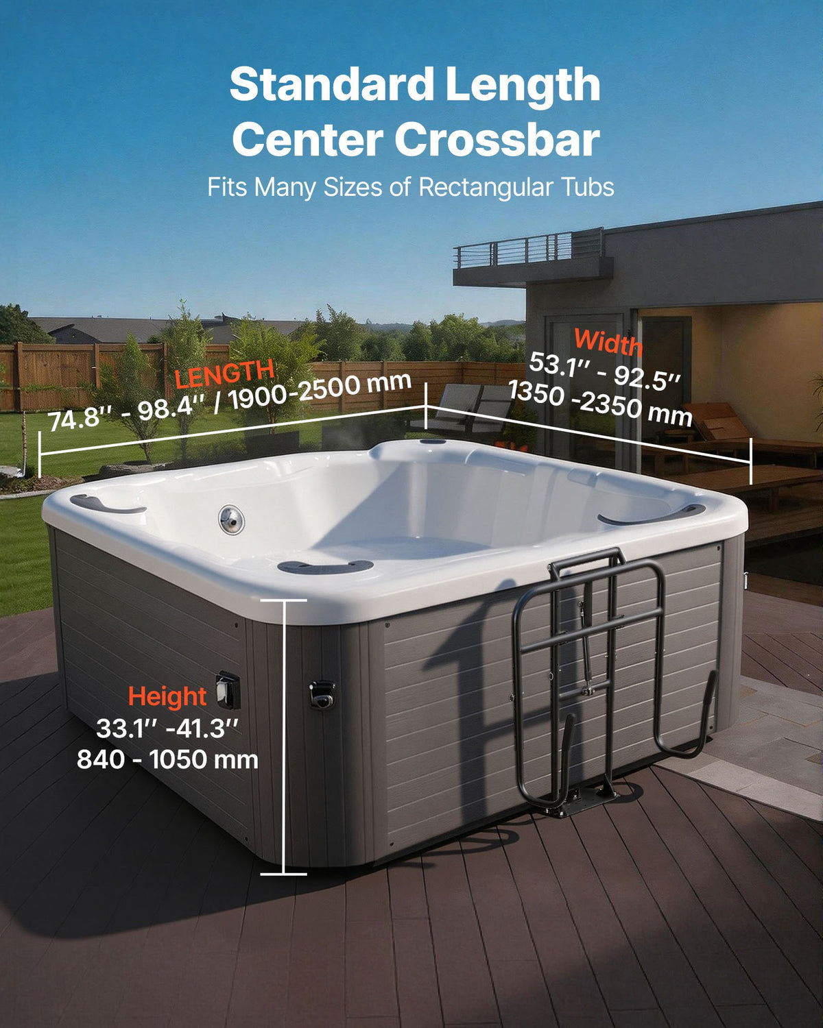Hydraulic Spa Cover Lift, Hot Tub Cover Lift, Adjustable Height 840-1050 mm and Width from 1350-2350 mm, Mounted Underneath on One Side, Compatible with Various Sizes of Hot Tubs & Spas