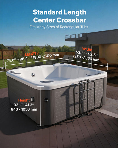 Hydraulic Spa Cover Lift, Hot Tub Cover Lift, Adjustable Height 840-1050 mm and Width from 1350-2350 mm, Mounted Underneath on One Side, Compatible with Various Sizes of Hot Tubs & Spas