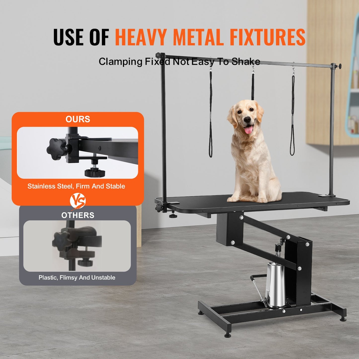 VEVOR 109cm Hydraulic Pet Grooming Table, Heavy Duty Dog Grooming Arm for Medium/