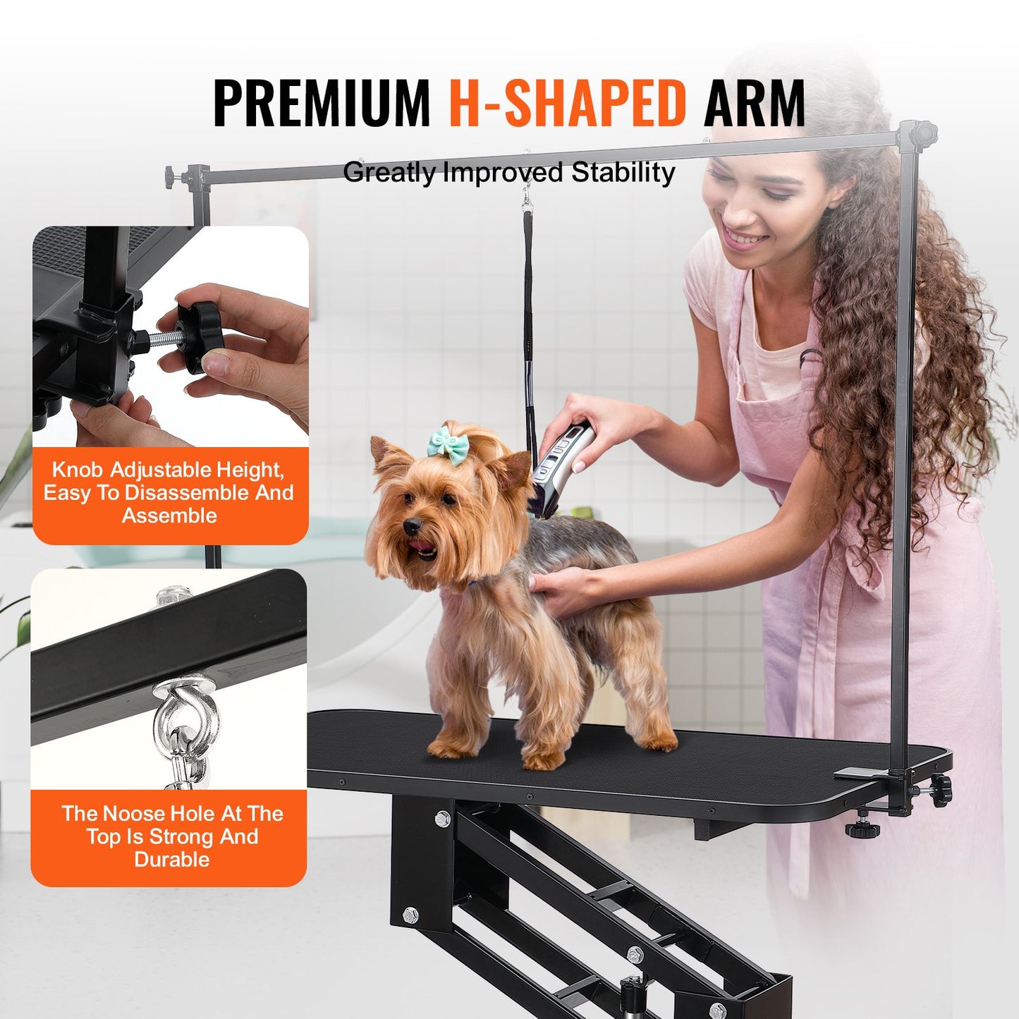 VEVOR 109cm Hydraulic Pet Grooming Table, Heavy Duty Dog Grooming Arm for Medium/