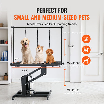 VEVOR 109cm Hydraulic Pet Grooming Table, Heavy Duty Dog Grooming Arm for Medium/