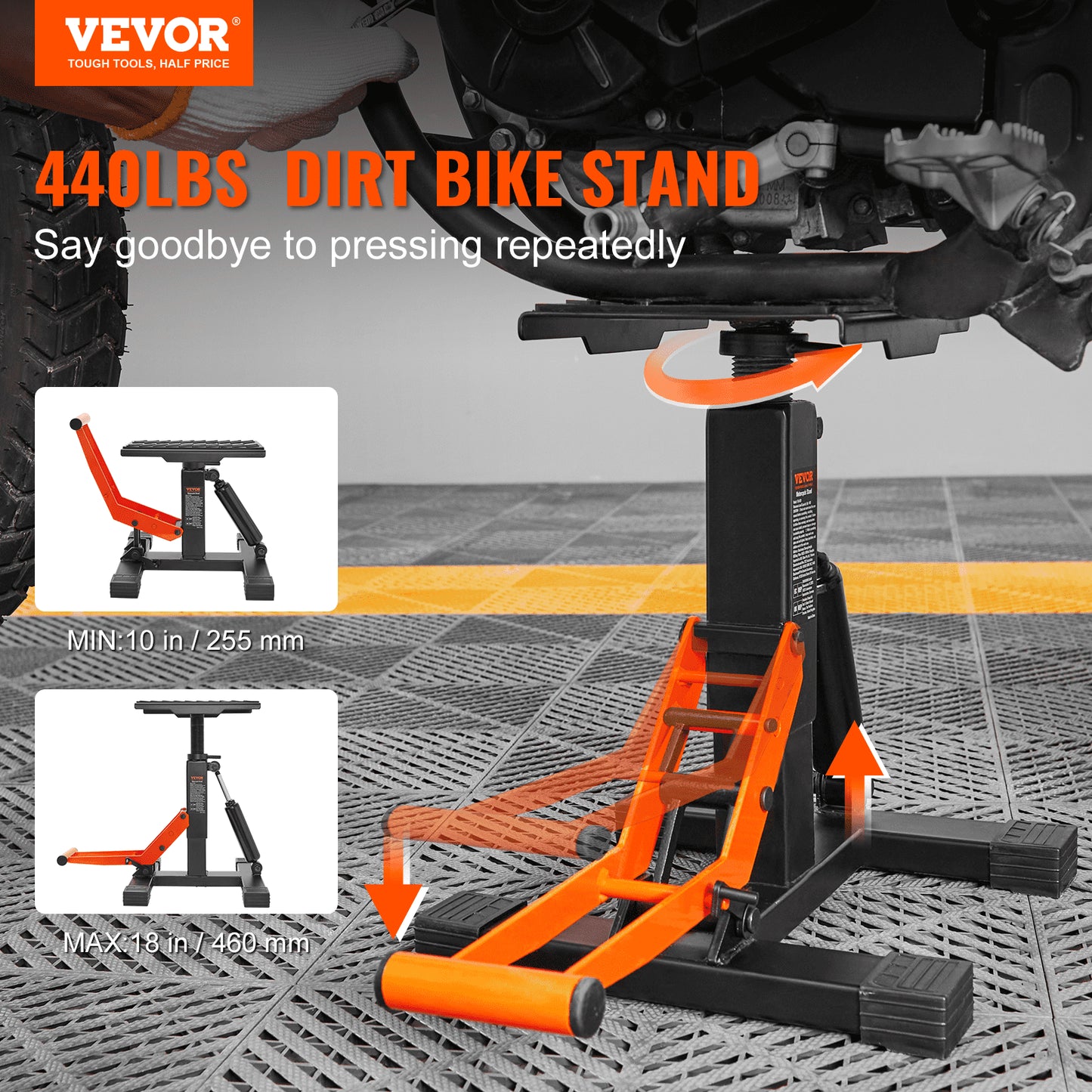 VEVOR Dirt Bike Lift Stand Adjustable Hydraulic Lift Jack For 440 Lbs Dirt Bike