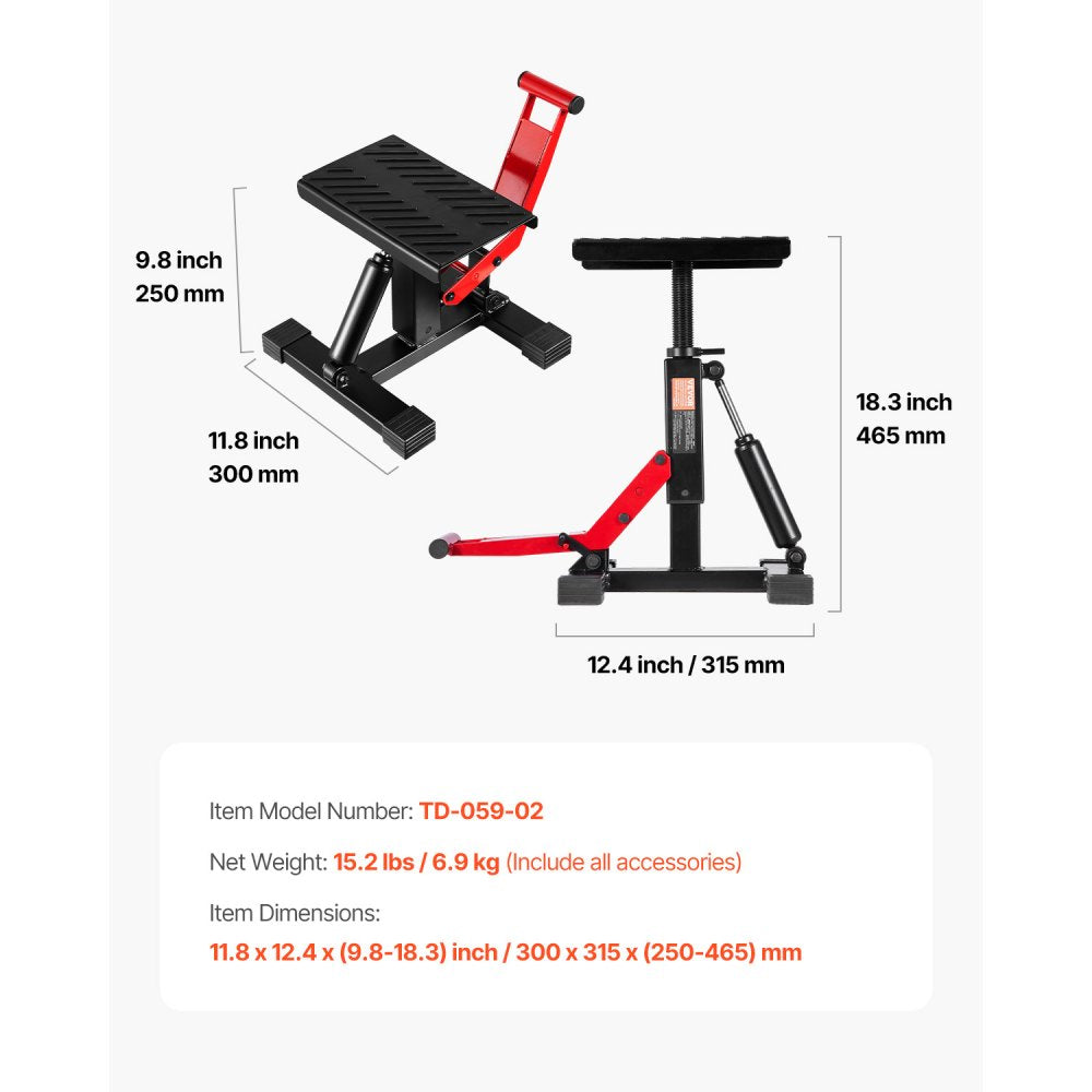VEVOR Dirt Bike Lift Stand 440 LBS Adjustable Hydraulic Motorcycle Lift Jack