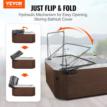 VEVOR Hot Tub Cover Lift, Spa Cover Lift, Hydraulic, Width 175.26cm - 254.11cm Adjustable,