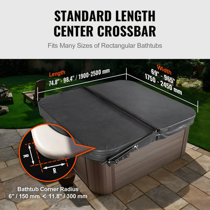 Hydraulic Spa Cover Lift, Adjustable Width 1.75m-2.54m, Easy Installation