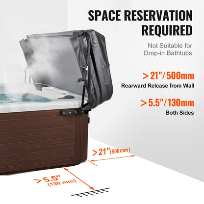 VEVOR Hot Tub Cover Lift, Spa Cover Lift, Hydraulic, Width 175.26cm - 254.11cm Adjustable,