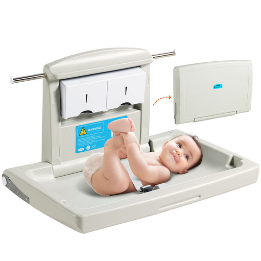 VEVOR Wall-Mounted Baby Changing Station, Horizontal Foldable Diaper Change Table
