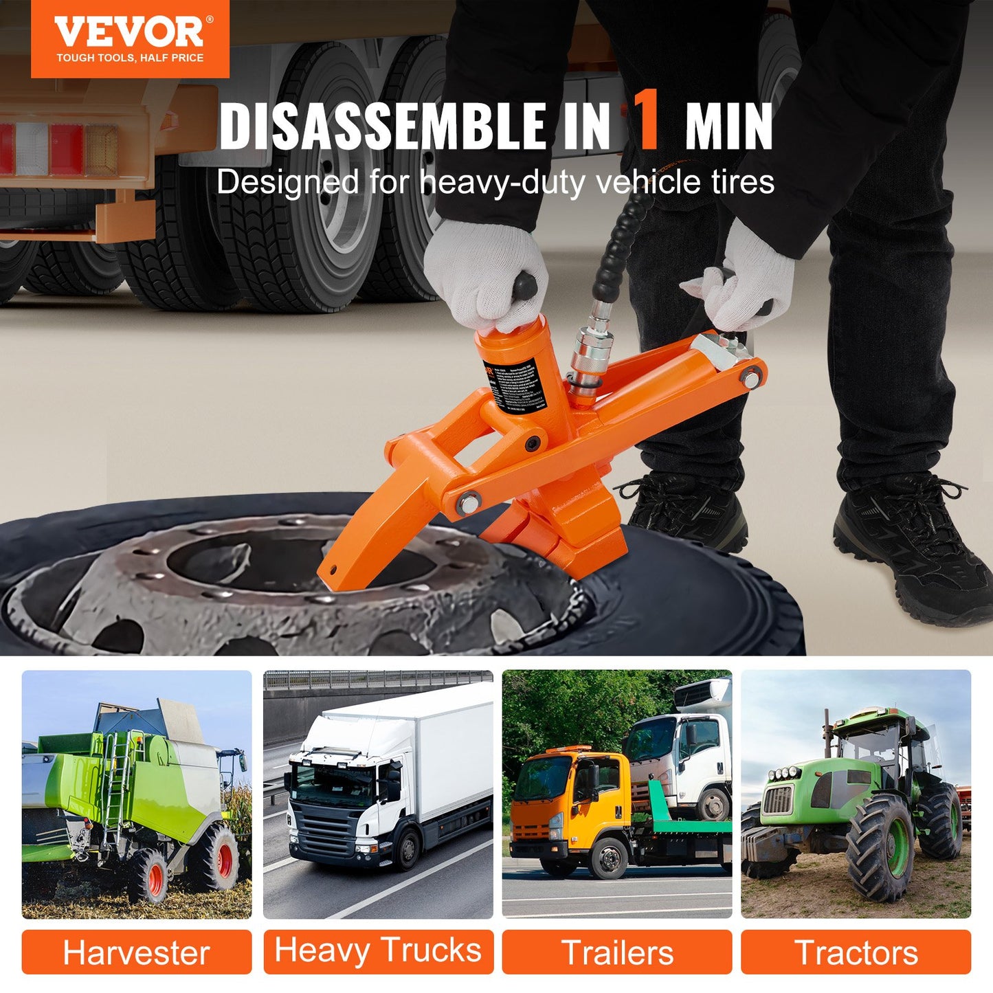 VEVOR Hydraulic Bead Breaker, 10000 PSI Tire Bead Breaker with Metal Foot Pump,