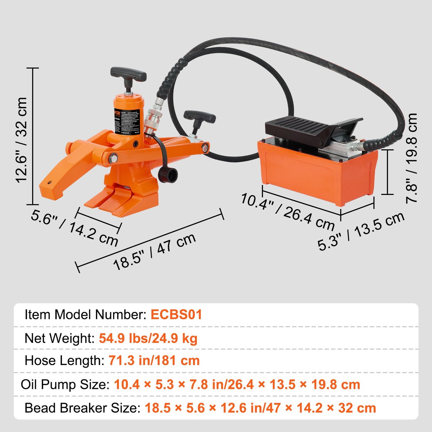 VEVOR Hydraulic Bead Breaker, 10000 PSI Tire Bead Breaker with Metal Foot Pump,