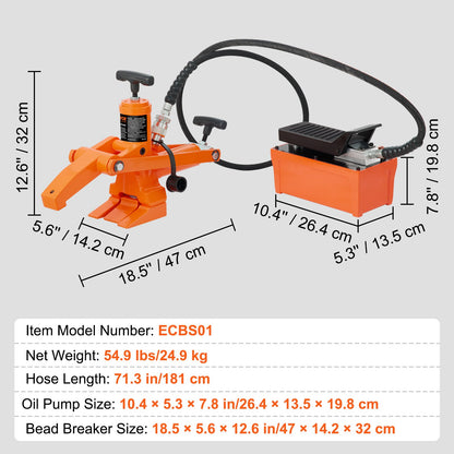 VEVOR Hydraulic Bead Breaker, 10000 PSI Tire Bead Breaker with Metal Foot Pump,
