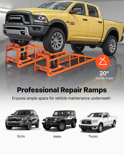 Hydraulic Car Ramps, 2 PCS 5T 11000 lbs, 270-360 mm Lift Height, Heavy Duty Hydraulic Vehicle Ramps, Portable Car Lifts for Home Garage Maintenance and Oil Changes, Truck Vehicle Auto Repair