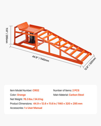 Hydraulic Car Ramps, 2 PCS 5T 11000 lbs, 270-360 mm Lift Height, Heavy Duty Hydraulic Vehicle Ramps, Portable Car Lifts for Home Garage Maintenance and Oil Changes, Truck Vehicle Auto Repair
