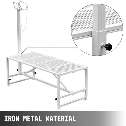 Adjustable Livestock Trimming Stand with Metal Frame, 1.3x0.6m Platform