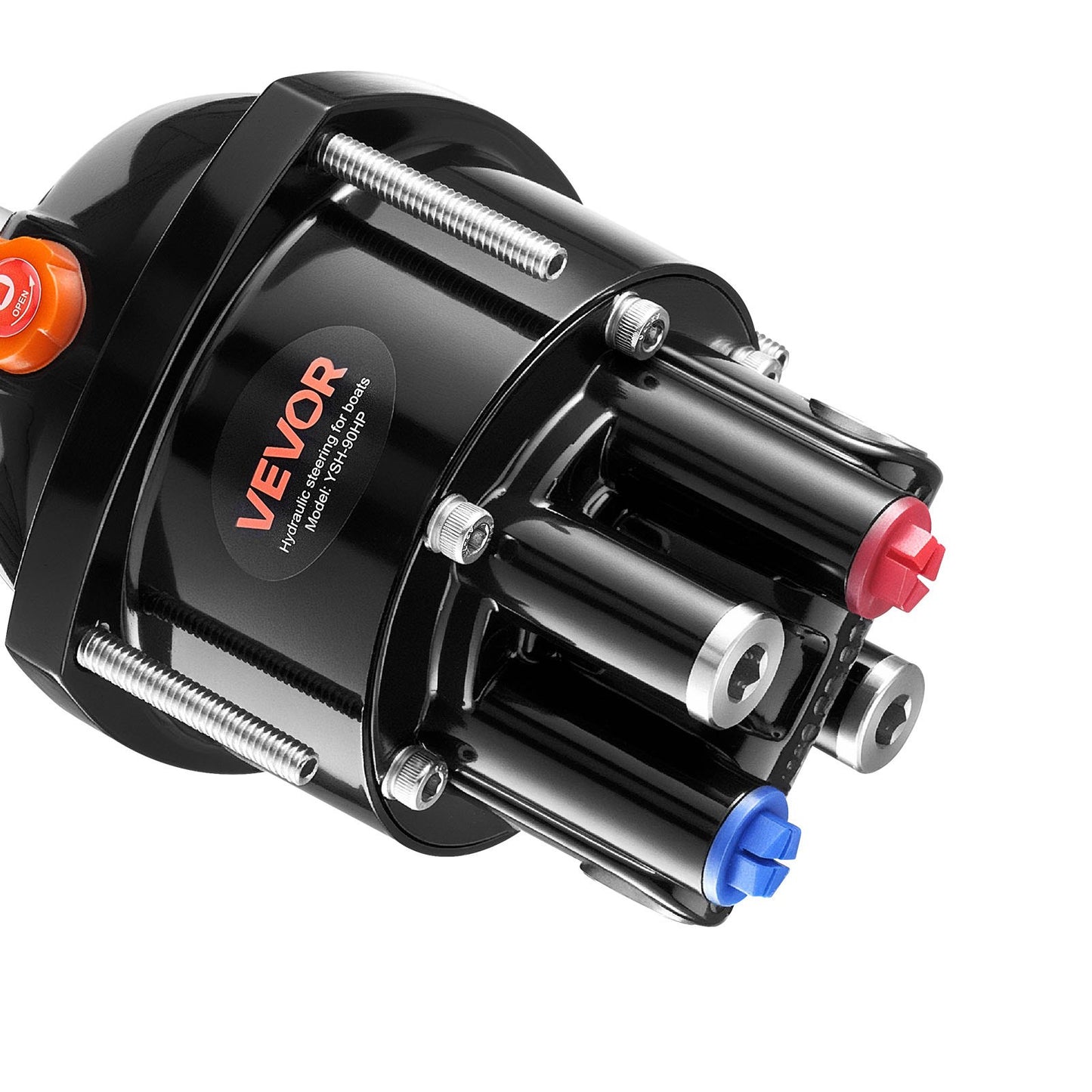 Hydraulic Steering Kit, 90 HP, Marine Boat Hydraulic Steering System, with 6.9 MPa/1000 psi Helm Pump, Two-Way Lock Cylinder, and 7.32m High-Strength Hoses, for Single Station, Single-Engine Use