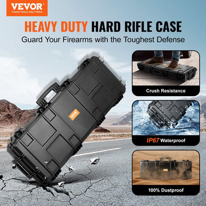 Heavy-Duty Rifle Case with Foam, Wheels, Waterproof & Crushproof, 1.07 m