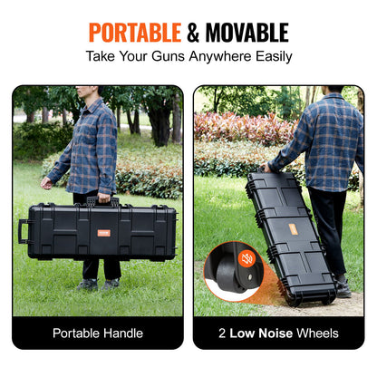 VEVOR Rifle Case, Rifle Hard Case with 3 Layers Fully-protective Foams, 42 inch