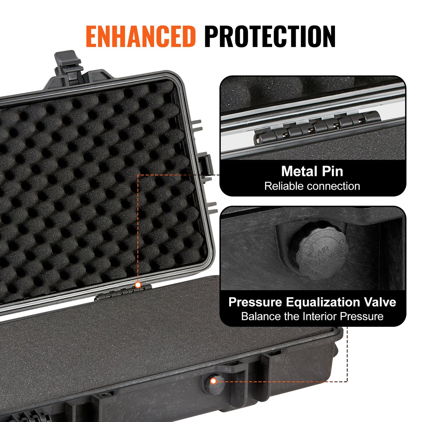 VEVOR Rifle Case, Rifle Hard Case with 3 Layers Fully-protective Foams, 50 inch