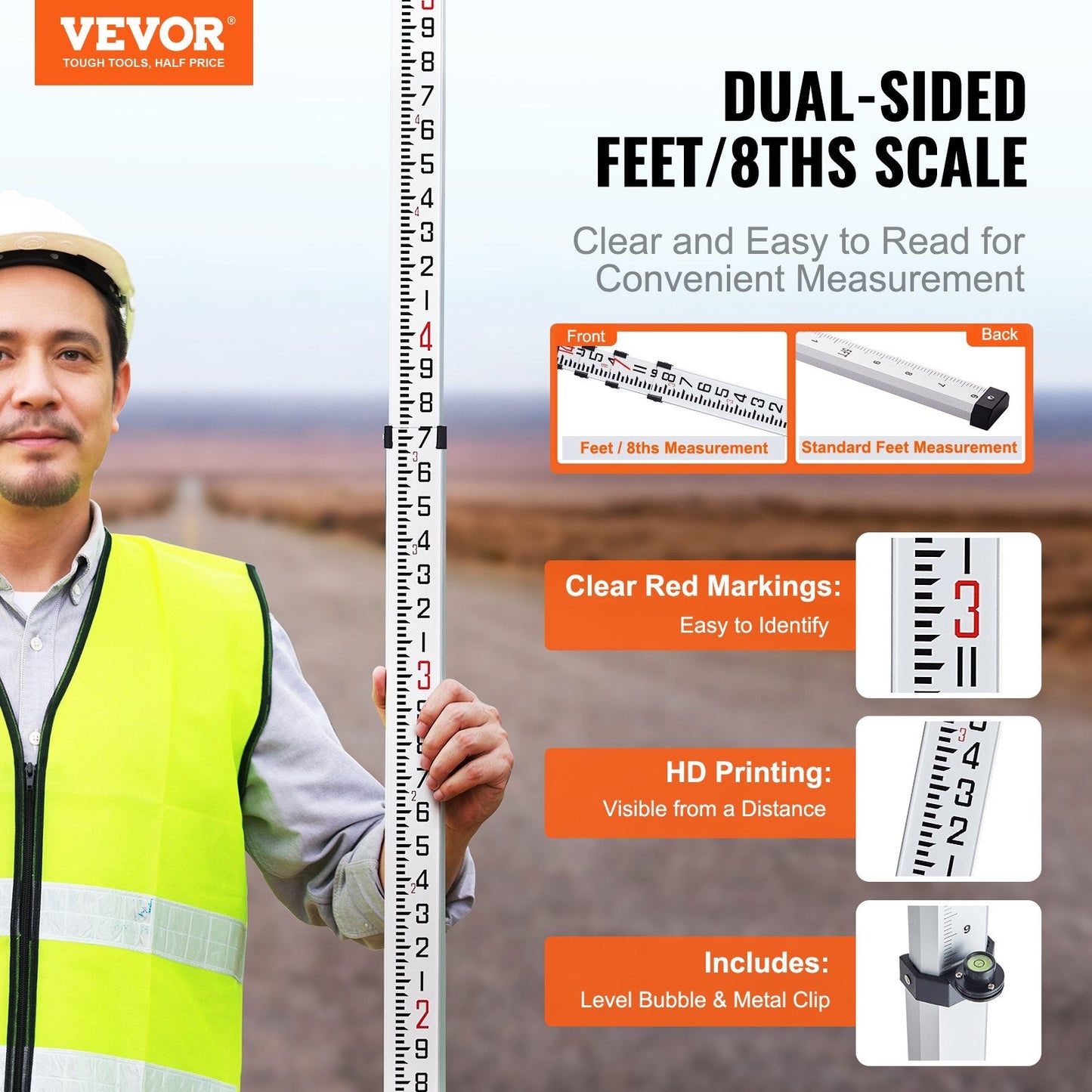 Telescopic 4.27m Grade Rod with Bag, Aluminum Alloy, 4 Sections