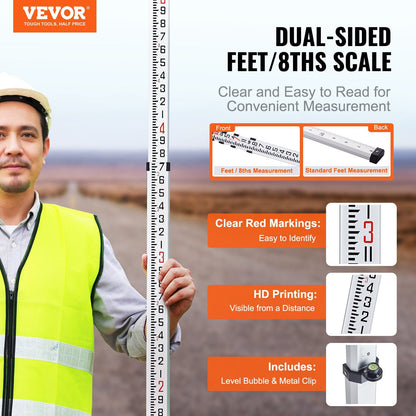 Telescopic 4.27m Grade Rod with Bag, Aluminum Alloy, 4 Sections