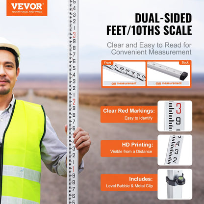 Telescopic 4-Section Grade Rod with Bag, 4.88m Aluminum Leveling Tool