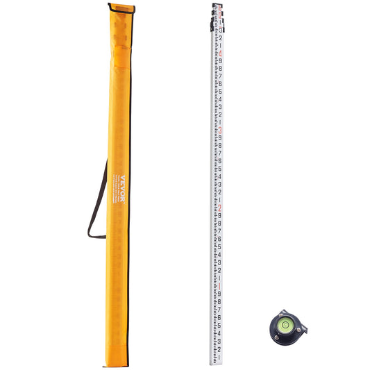 VEVOR Measuring Rod 16-Feet/10ths 4 Sections Telescopic Grade Rod 1/10ft w/ Bag