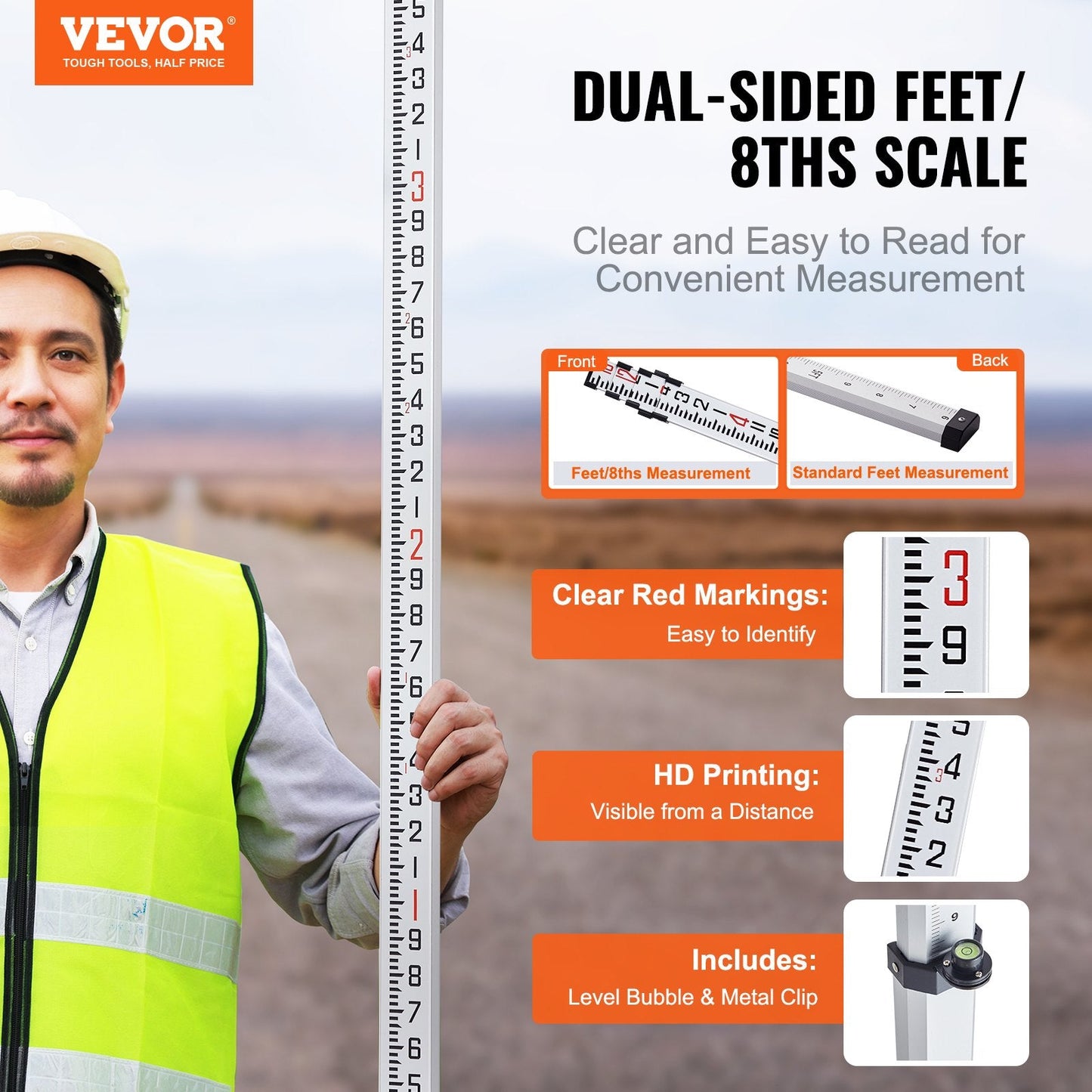 Telescopic Grade Rod, 4.88m, Aluminum, 4 Sections with Carrying Bag
