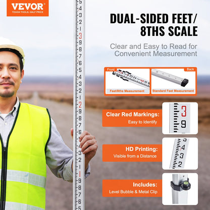 Telescopic Grade Rod, 4.88m, Aluminum, 4 Sections with Carrying Bag