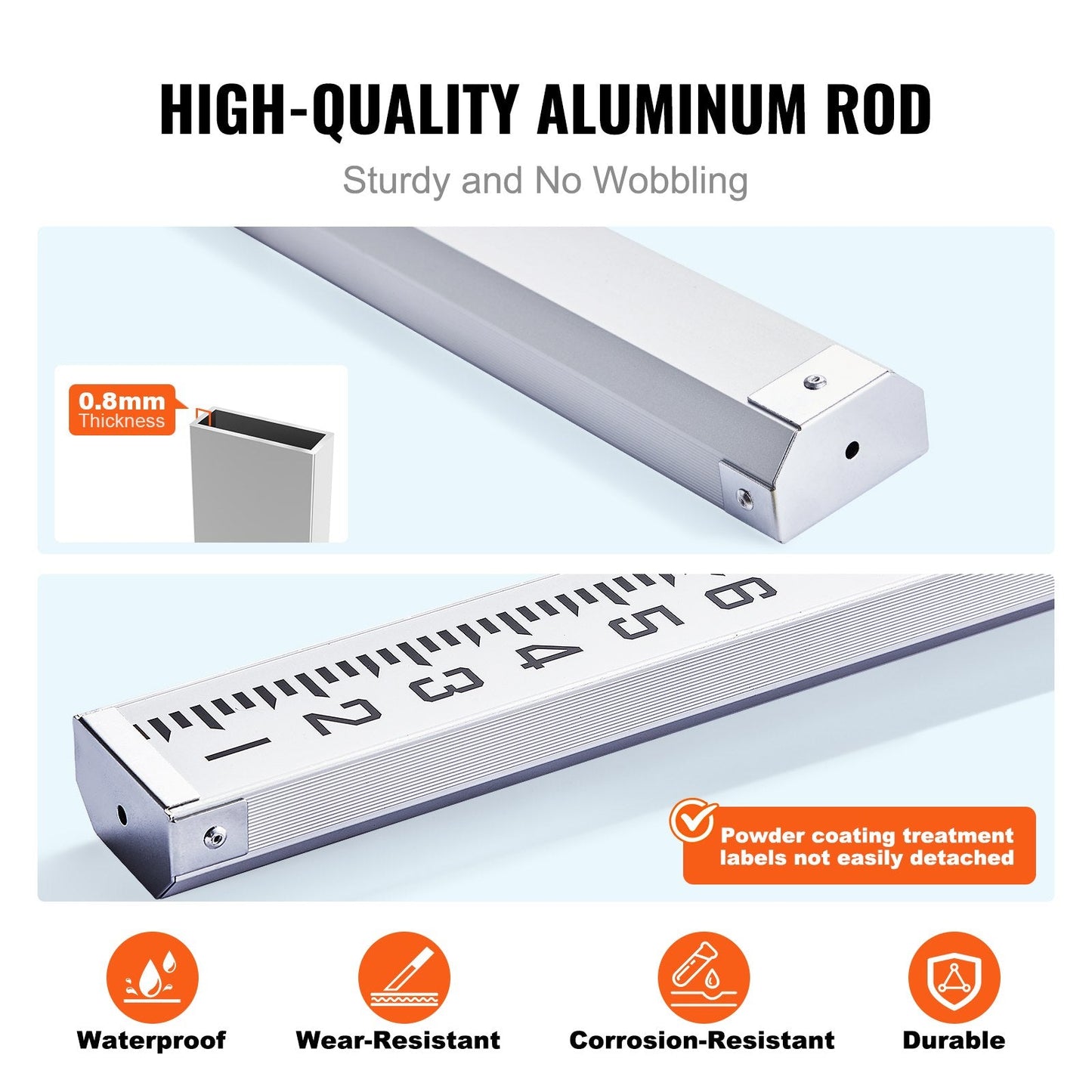Telescopic Grade Rod, 5.49m with Bag, 6 Sections, High-Precision Aluminum