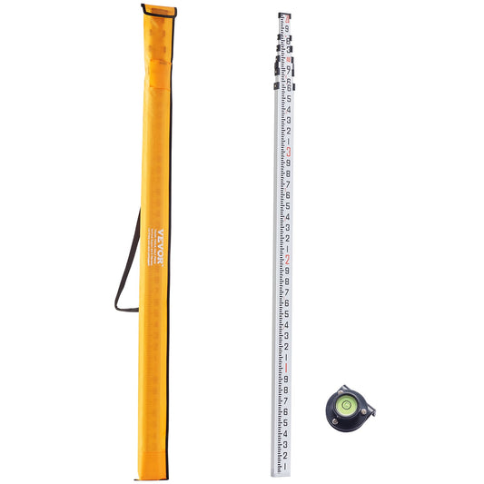 VEVOR Aluminum Grade Rod, 20-Feet/10ths 6 Sections Telescopic Measuring Rod,Double-Sided