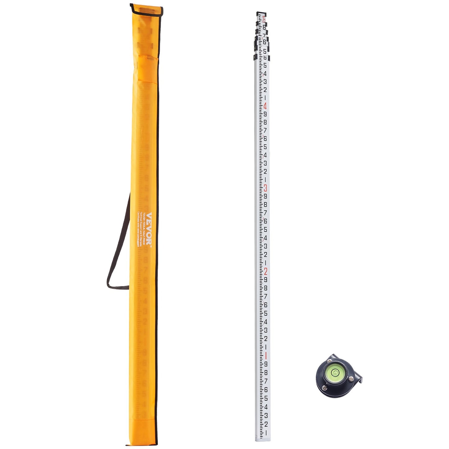VEVOR Aluminum Grade Rod, 25-Feet/10ths 6 Sections Telescopic Measuring Rod,Double-Sided