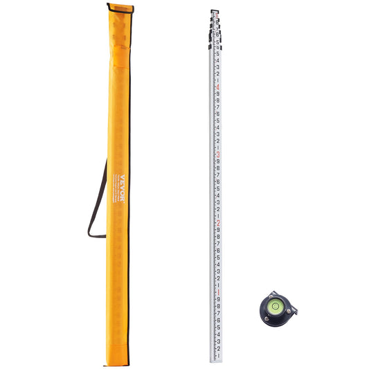 VEVOR Aluminum Grade Rod, 25-Feet/10ths 6 Sections Telescopic Measuring Rod,Double-Sided