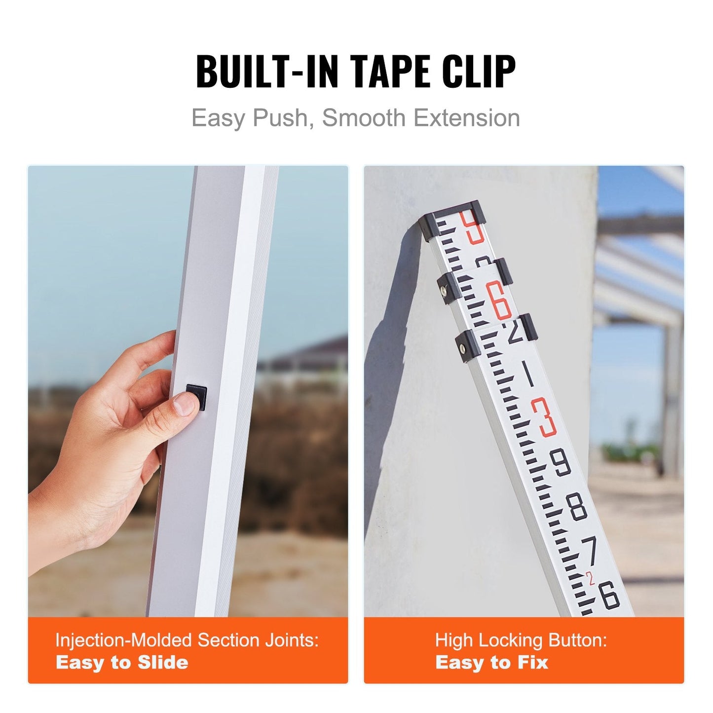 Telescopic 2.74m Grade Rod, 3-Section Aluminum, with Carrying Bag