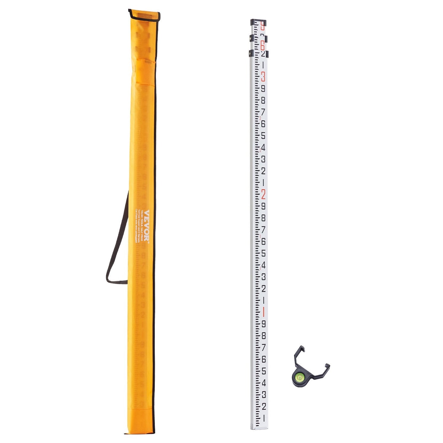 Telescopic 2.74m Grade Rod, 3-Section Aluminum, with Carrying Bag