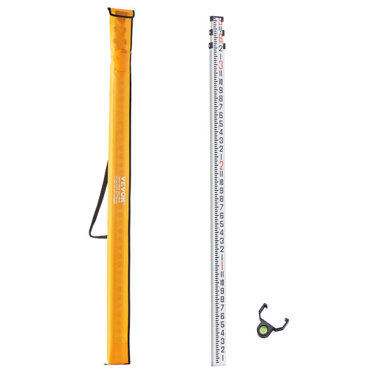 VEVOR Measuring Rod 9-Feet/8ths 3 Sections Telescopic Grade Rod 1/8in w/ Bag