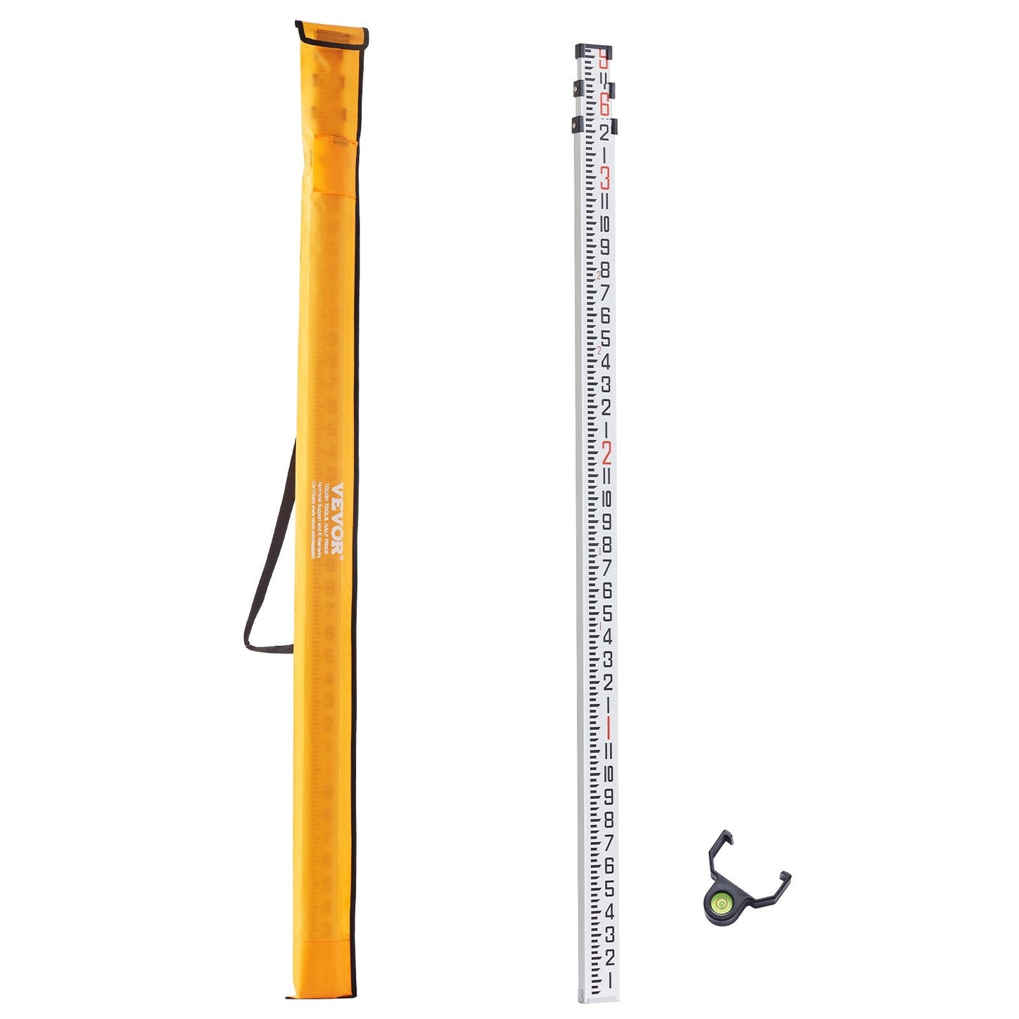 Telescopic 2.74m Grade Rod, 3-Section Aluminum with Bag, 0.68kg