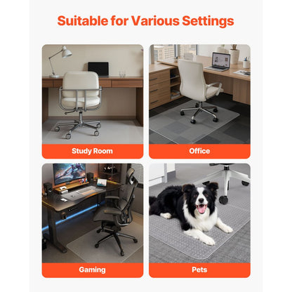 Chair Mat 915 x 1225 mm Office Chair Mat for Carpeted Floors Rectangular