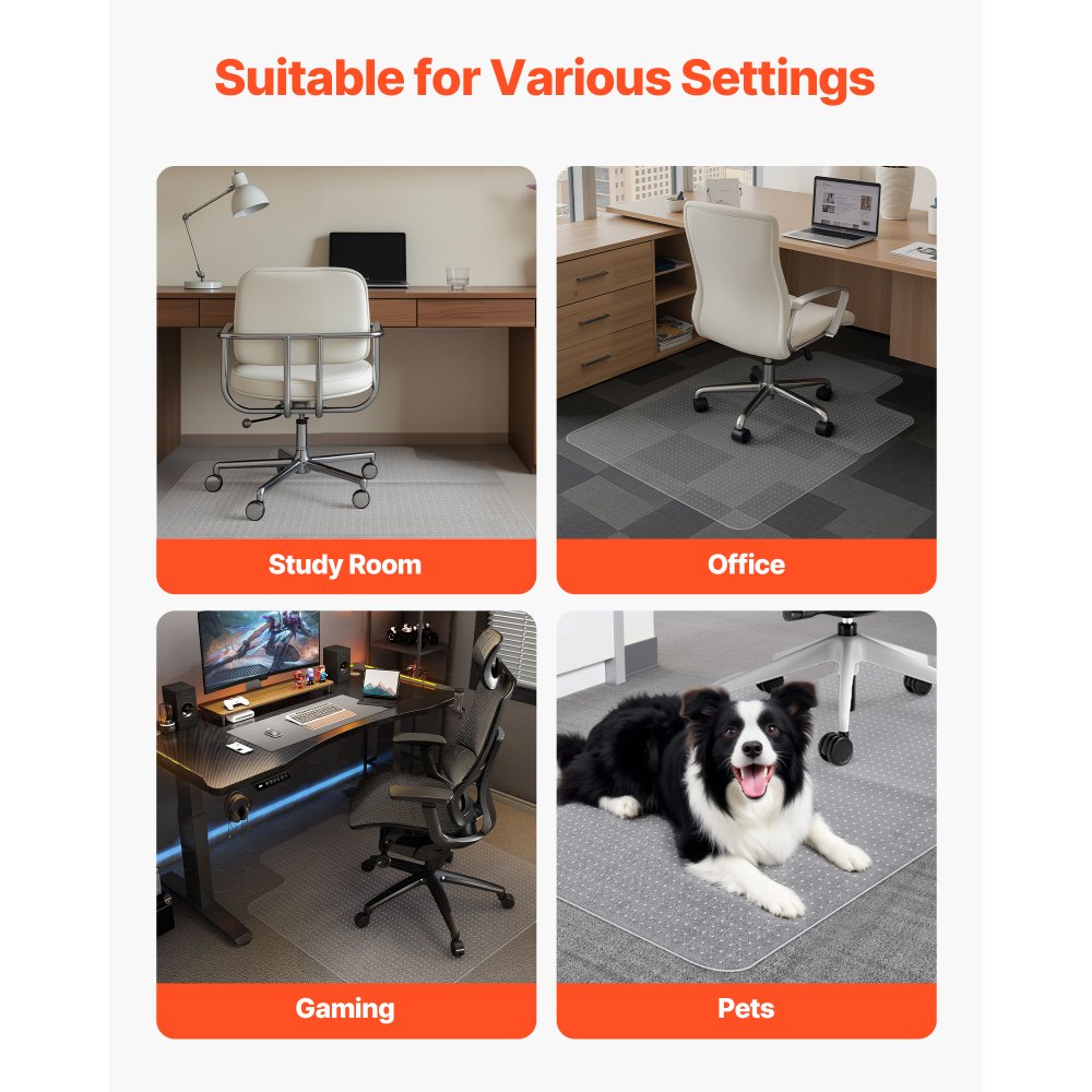 Chair Mat with Lip 915 x 1225 mm Office Chair Mat for Carpeted Floors Home