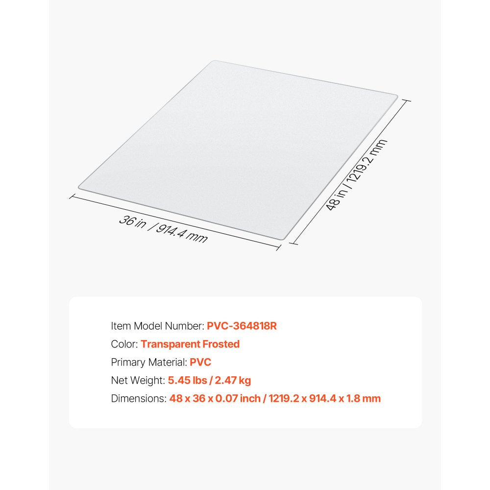 Chair Mat 915 x 1225 mm Transparent Office Chair Mat for Hard Floors Home