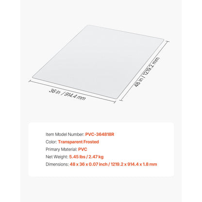 Chair Mat 915 x 1225 mm Transparent Office Chair Mat for Hard Floors Home
